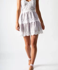 Miguelina Sara Dragonfly Embroidered Dress In Lavender