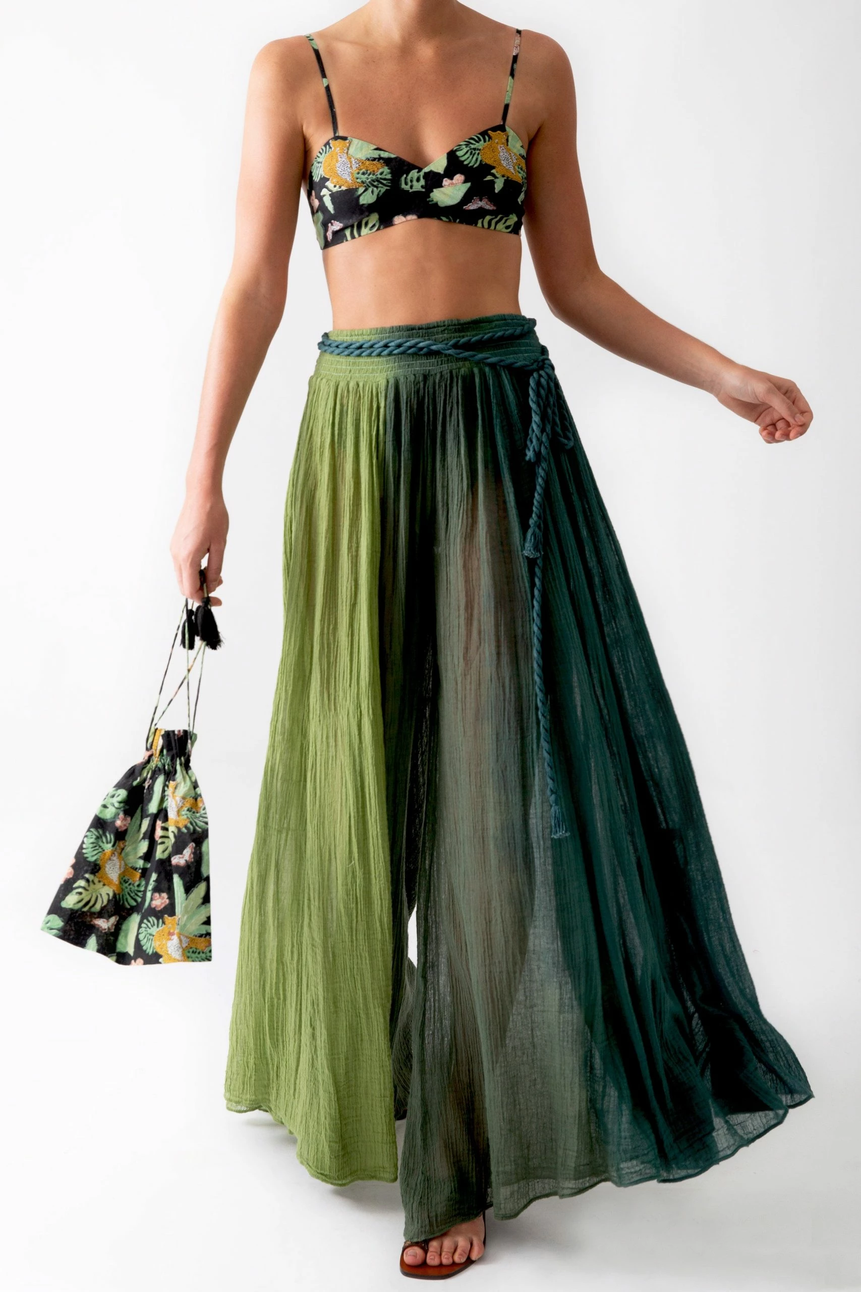 Miguelina Block-Printed Jungle Bralette