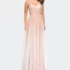 La Femme Ombre Chiffon Prom Dress With Criss Cross Pleating