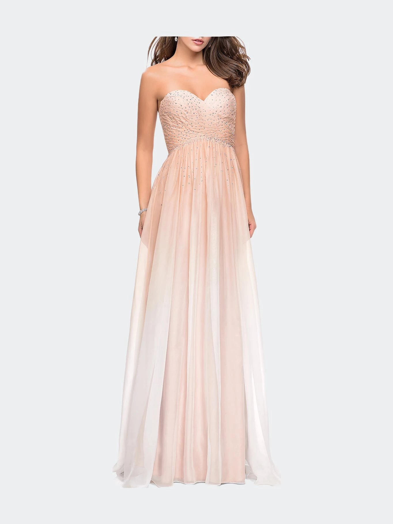 La Femme Ombre Chiffon Prom Dress With Criss Cross Pleating