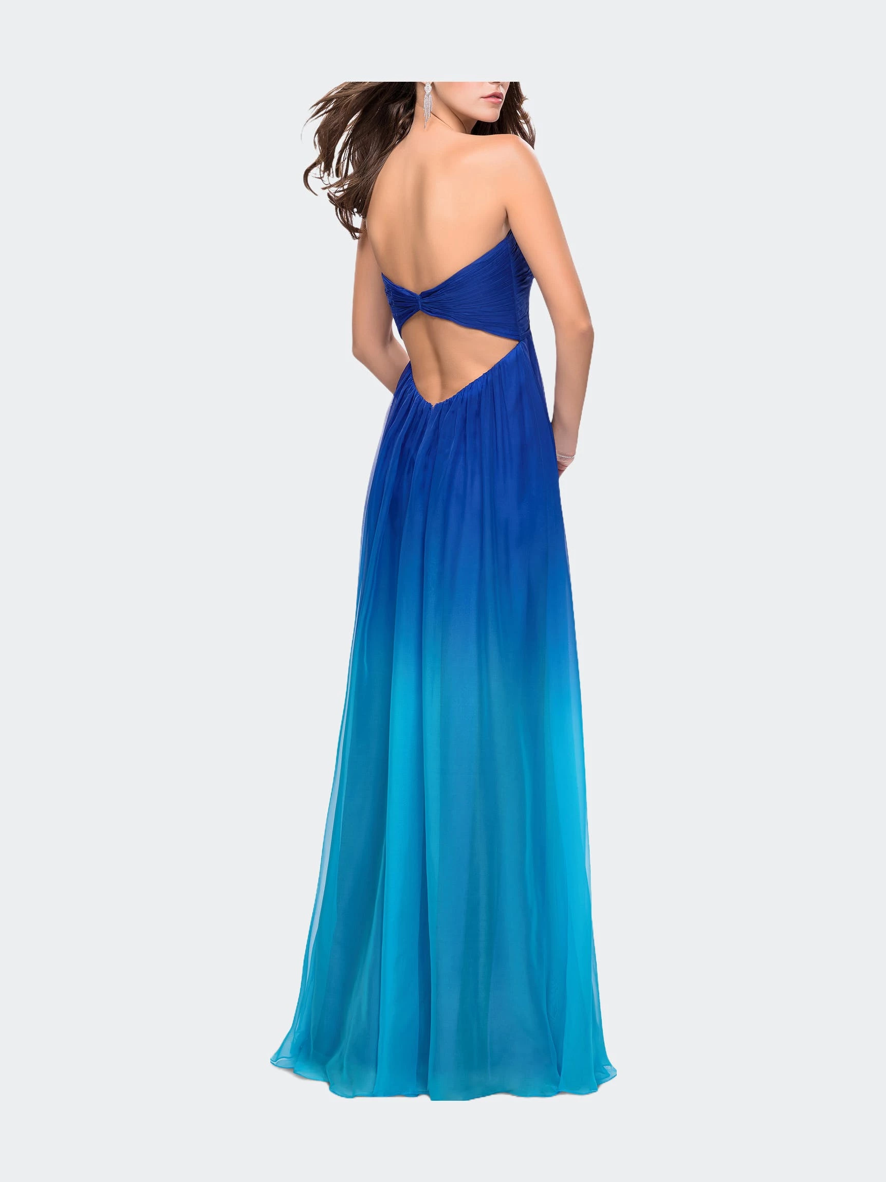 La Femme Ong Ombre Chiffon Prom Dress With Gathered Waist - Image 2