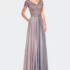La Femme Ong Chiffon Dress With Lace Bodice And Pockets