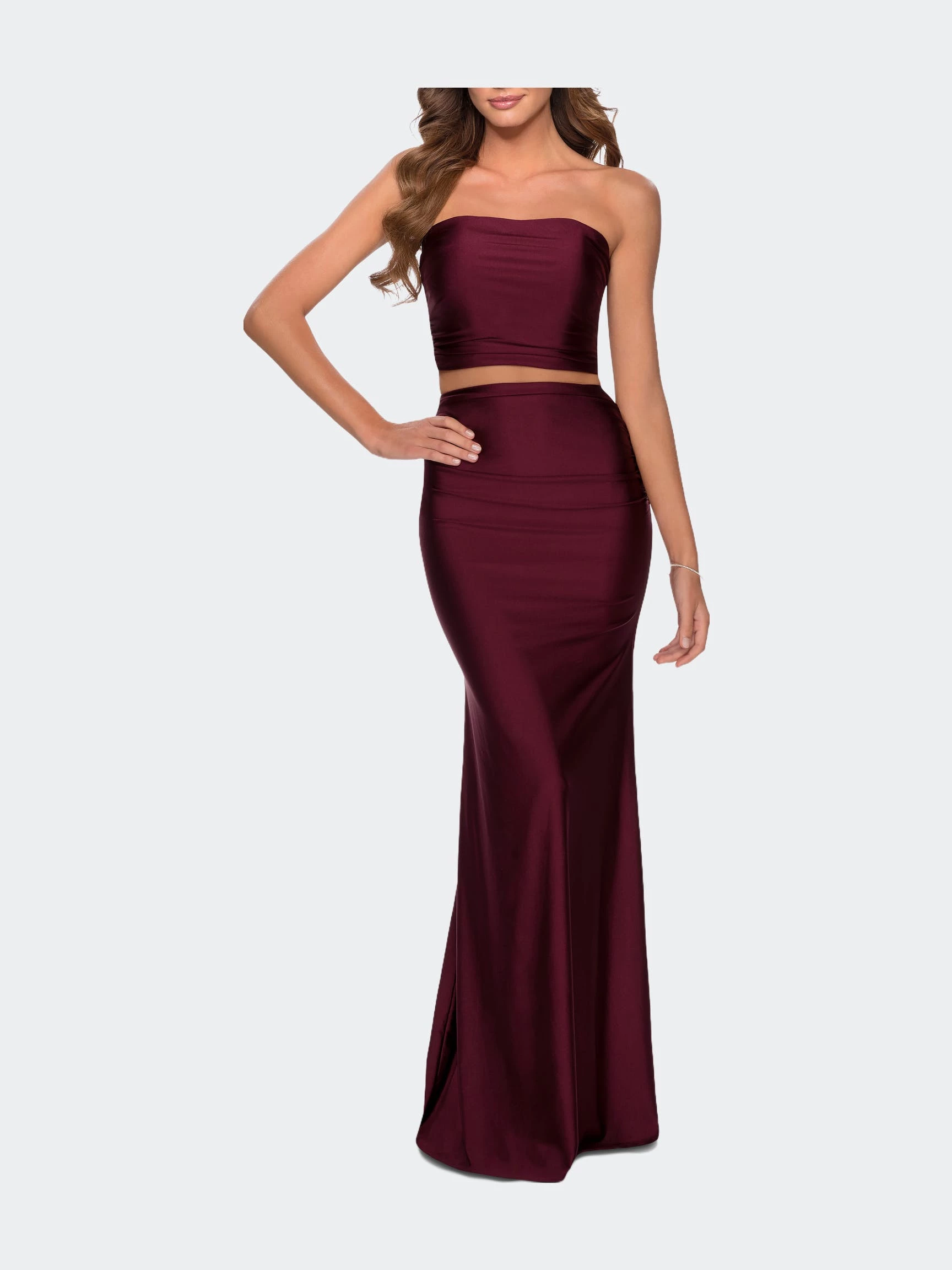 La Femme Tube Top Two Piece Long Jersey Dress