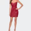 La Femme Short Sequin Party Dress With Scoop Neckline