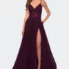 La Femme A Line Tulle Prom Dress With Sheer Bodice