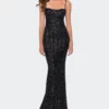 La Femme Modern Gown With Thick Line Sequin Fabric