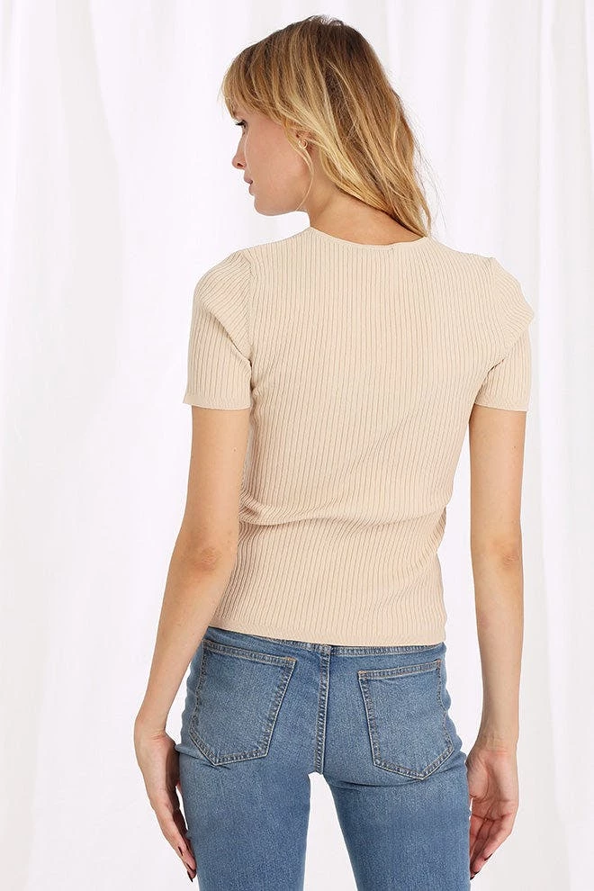 Minnie Rose Viscose Blend SS V Neck Pullover Shirt - Image 5