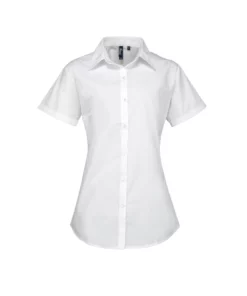 Premier® Premier Womens/Ladies Supreme Heavy Poplin Short Sleeve Work Shirt (White)