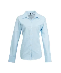 Premier® Premier Womens/Ladies Signature Oxford Long Sleeve Work Shirt (Light Blue)