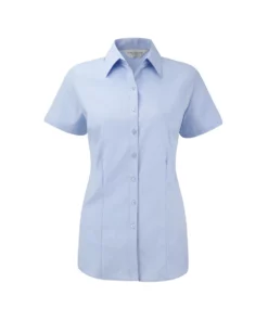 Russell Womens/ladies Herringbone Short Sleeve Work Shirt (Light Blue)