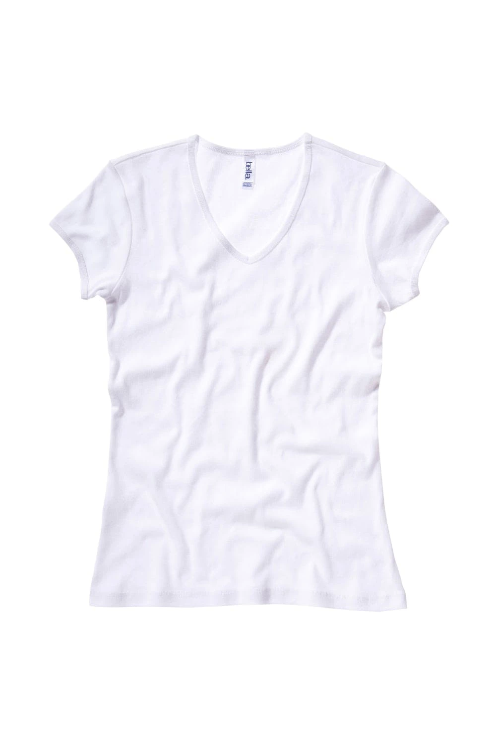 Bella + Canvas Ella + Canvas Womens/Ladies Baby Rib Short Sleeve V-Neck T-Shirt (White)