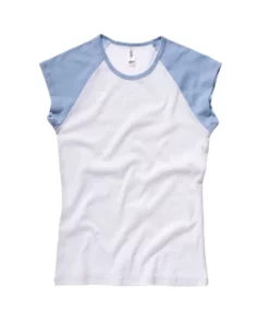 Bella + Canvas Ella + Canvas Womens/Ladies Baby Rib Cap Sleeve Contrast T-Shirt (White / Baby Blue)