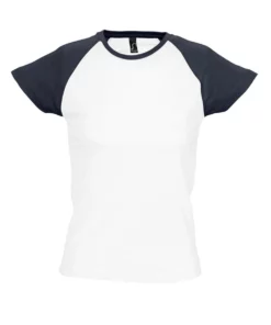 SOLS Womens/Ladies Milky Contrast Short/Sleeve T-Shirt (White/Navy)