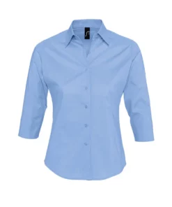 SOLS Womens/Ladies Effect 3/4 Sleeve Fitted Work Shirt (Bright Sky)