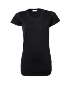 Tee Jays Ladies Stretch Extra Long Short Sleeve T-Shirt - Black