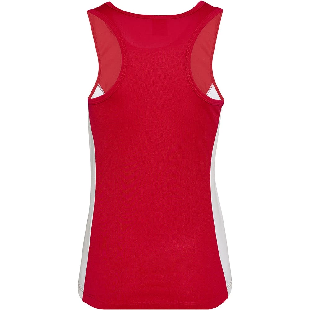 Awdis Womens/Ladies Girlie Contrast Panel Sports Tank Top - Fire Red/Arctic White - Image 2