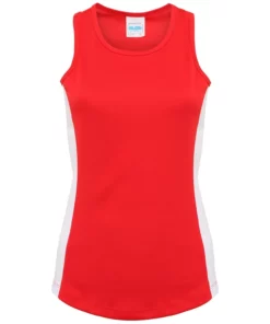 Awdis Womens/Ladies Girlie Contrast Panel Sports Tank Top - Fire Red/Arctic White