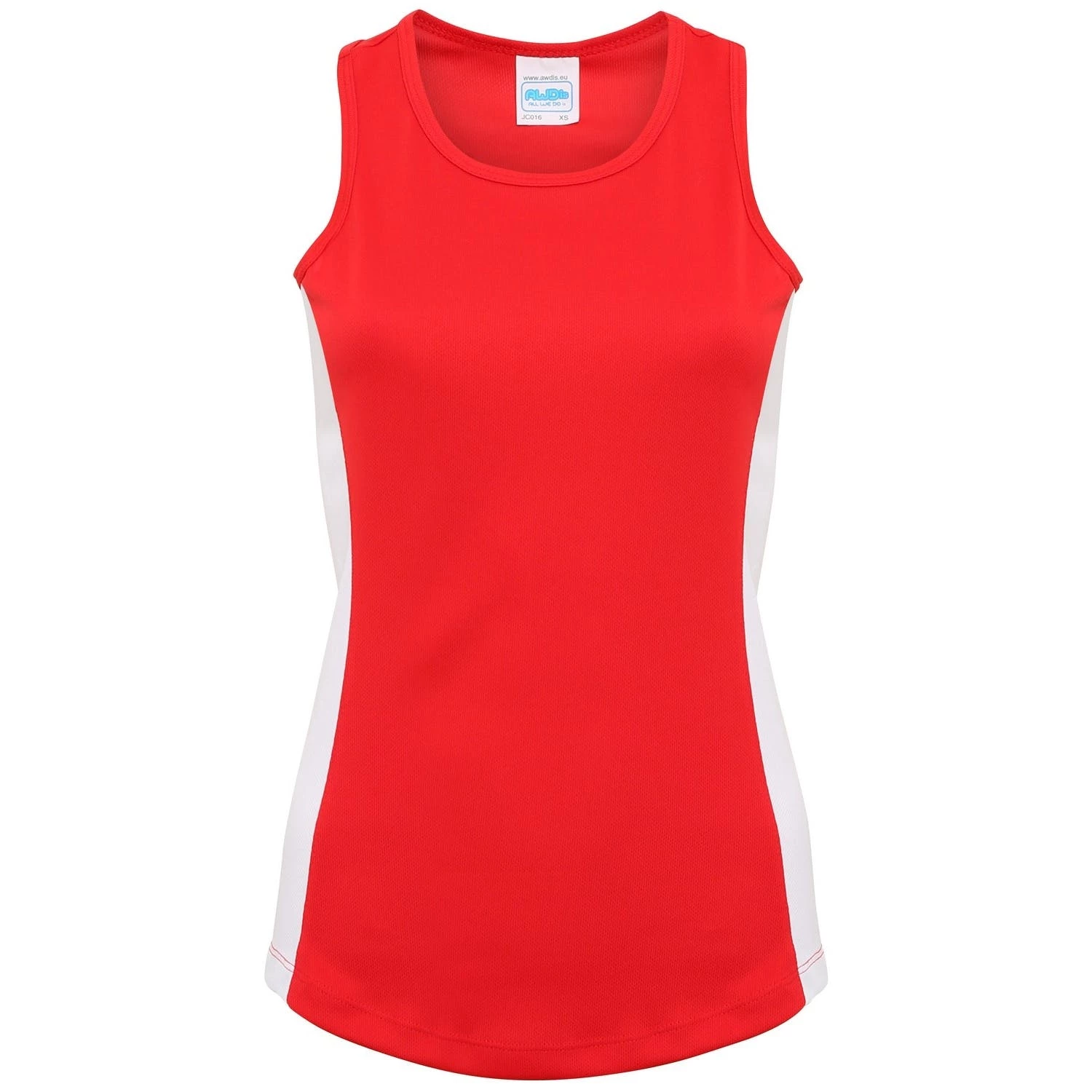 Awdis Womens/Ladies Girlie Contrast Panel Sports Tank Top - Fire Red/Arctic White