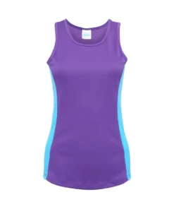 Awdis Womens/Ladies Girlie Contrast Panel Sports Tank Top - Purple/Sapphire Blue