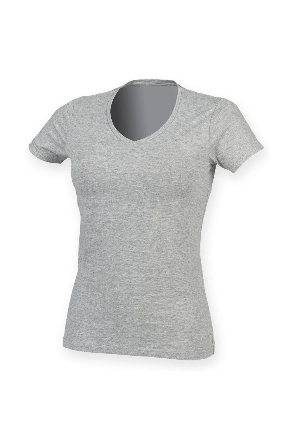 SKINNI FIT Womens/Ladies Feel Good Stretch V-Neck Short Sleeve T-Shirt (Heather Grey)