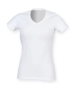 SKINNI FIT Womens/Ladies Feel Good Stretch V-Neck Short Sleeve T-Shirt (White)