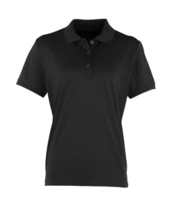 Premier® Premier Womens/Ladies Coolchecker Short Sleeve Pique Polo T-Shirt (Black)