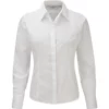 Russell Collection Ladies Long Sleeve Fitted Poplin Shirt (White)