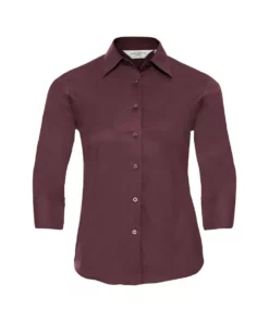 Russell Collection Ladies/Womens 3/4 Sleeve Easy Care Fitted Shirt (Port)