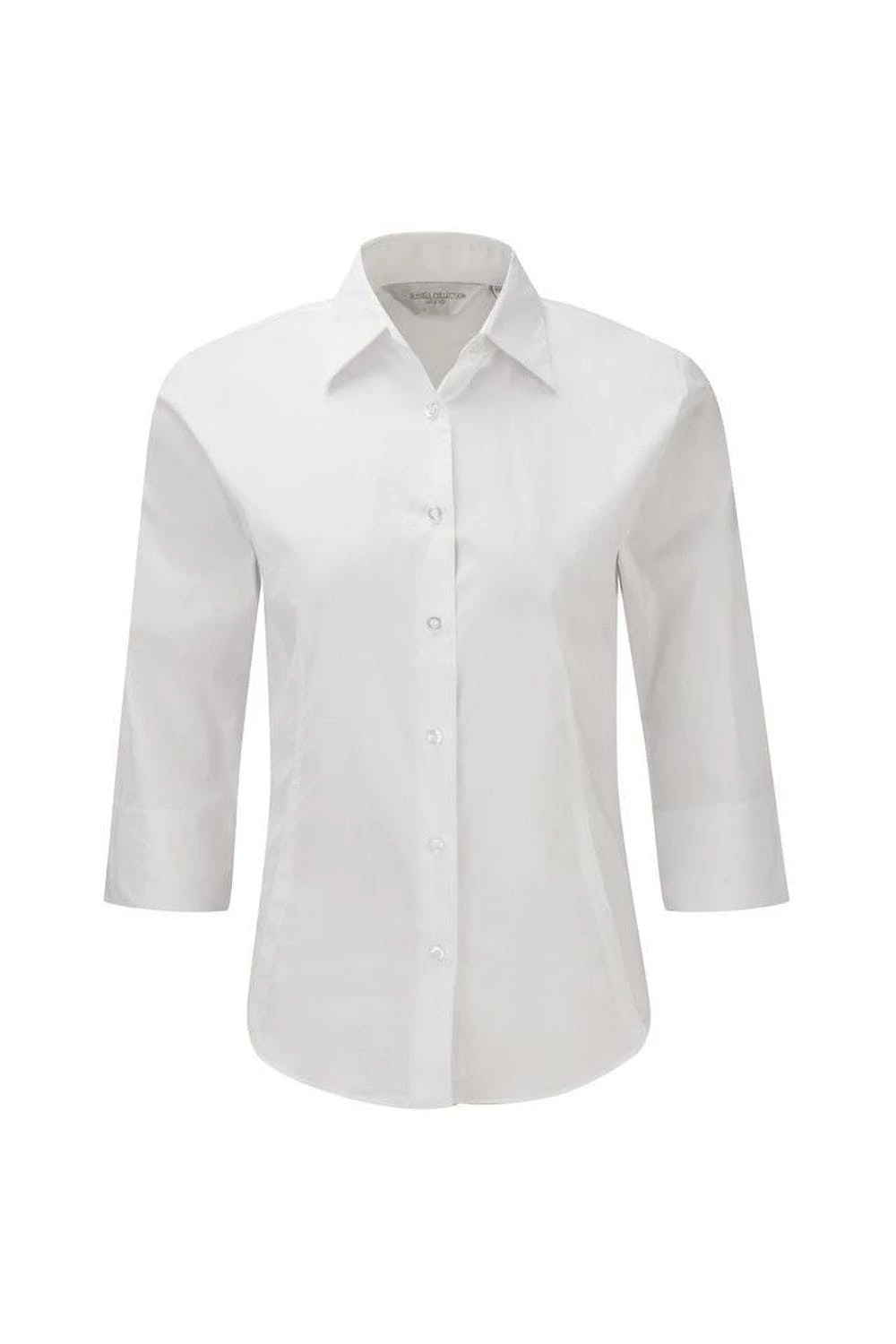 Russell Collection Ladies/Womens 3/4 Sleeve Easy Care Fitted Shirt (White)