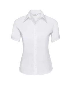 Russell Collection Ladies/Womens Short Sleeve Ultimate Non-Iron Shirt (White)