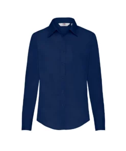 FRUIT OF THE LOOM Of The Loom Ladies Lady-Fit Long Sleeve Poplin Shirt (Navy)