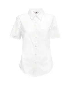 Of The Loom Fruit Of The Loom Ladies Lady-Fit Short Sleeve Poplin Shirt (White)