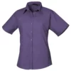 Premier® Premier Short Sleeve Poplin Blouse/Plain Work Shirt (Purple)