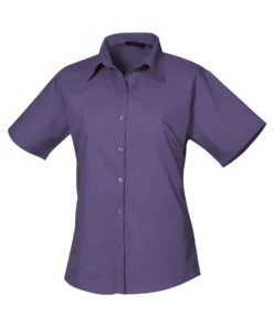 Premier® Premier Short Sleeve Poplin Blouse/Plain Work Shirt (Purple)