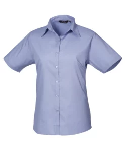 Premier® Premier Short Sleeve Poplin Blouse/Plain Work Shirt (Mid Blue)