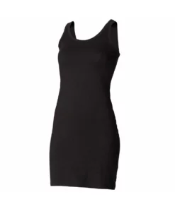 SKINNI FIT Ladies/Womens Extra Long Stretch Tank Top / Vest (Black)