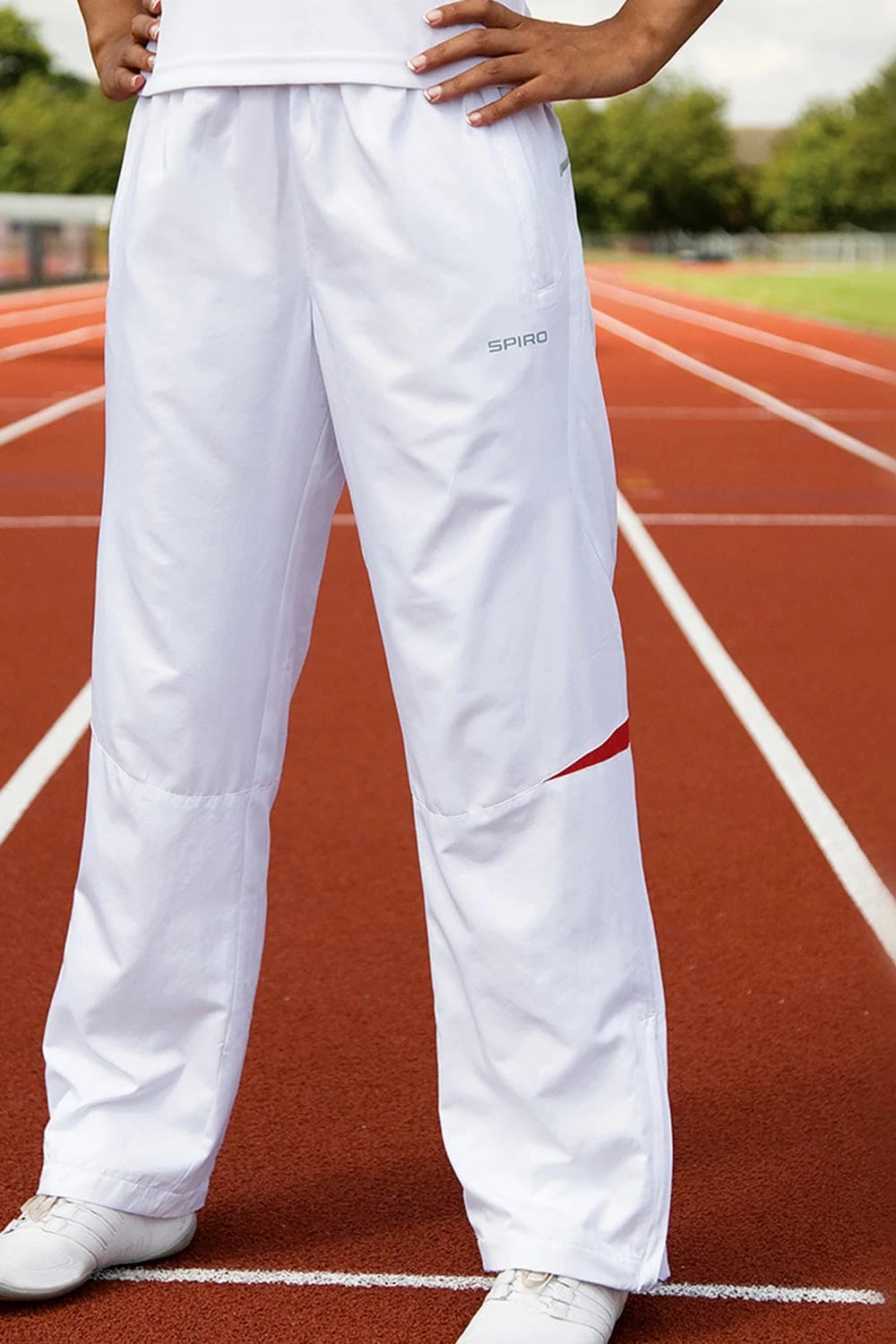 Spiro Womens/Ladies Micro-Lite Performance Sports Pants / Tracksuit Bottoms (White/Red) - Image 2