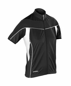 Spiro Womens Cycling 1/4 Zip Cool-Dry Performance Top (Black/Black)