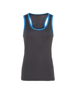 TriDri Tri Dri Womens/Ladies Panelled Fitness Tank Top (Charcoal / Sapphire)