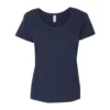 Gildan Womens/Ladies Short Sleeve Deep Scoop Neck T-Shirt (Navy)