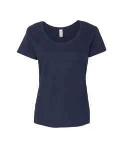 Gildan Womens/Ladies Short Sleeve Deep Scoop Neck T-Shirt (Navy)