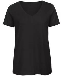 B&C B&C Womens/Ladies Favourite Organic Cotton V-Neck T-Shirt (Black)