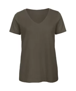 B&C B&C Womens/Ladies Favourite Organic Cotton V-Neck T-Shirt (Khaki)