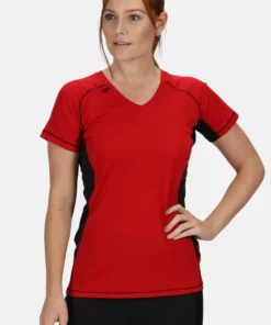 Regatta Activewear Womens Beijing Short Sleeve T-Shirt - Classic Red/Black
