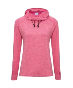 AWDis Just Cool Womens/Ladies Girlie Cowl Neck Baselayer Top (Electric Pink Melange)