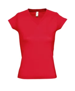 SOLs Womens/Ladies Moon V Neck Short Sleeve T-Shirt (Red)