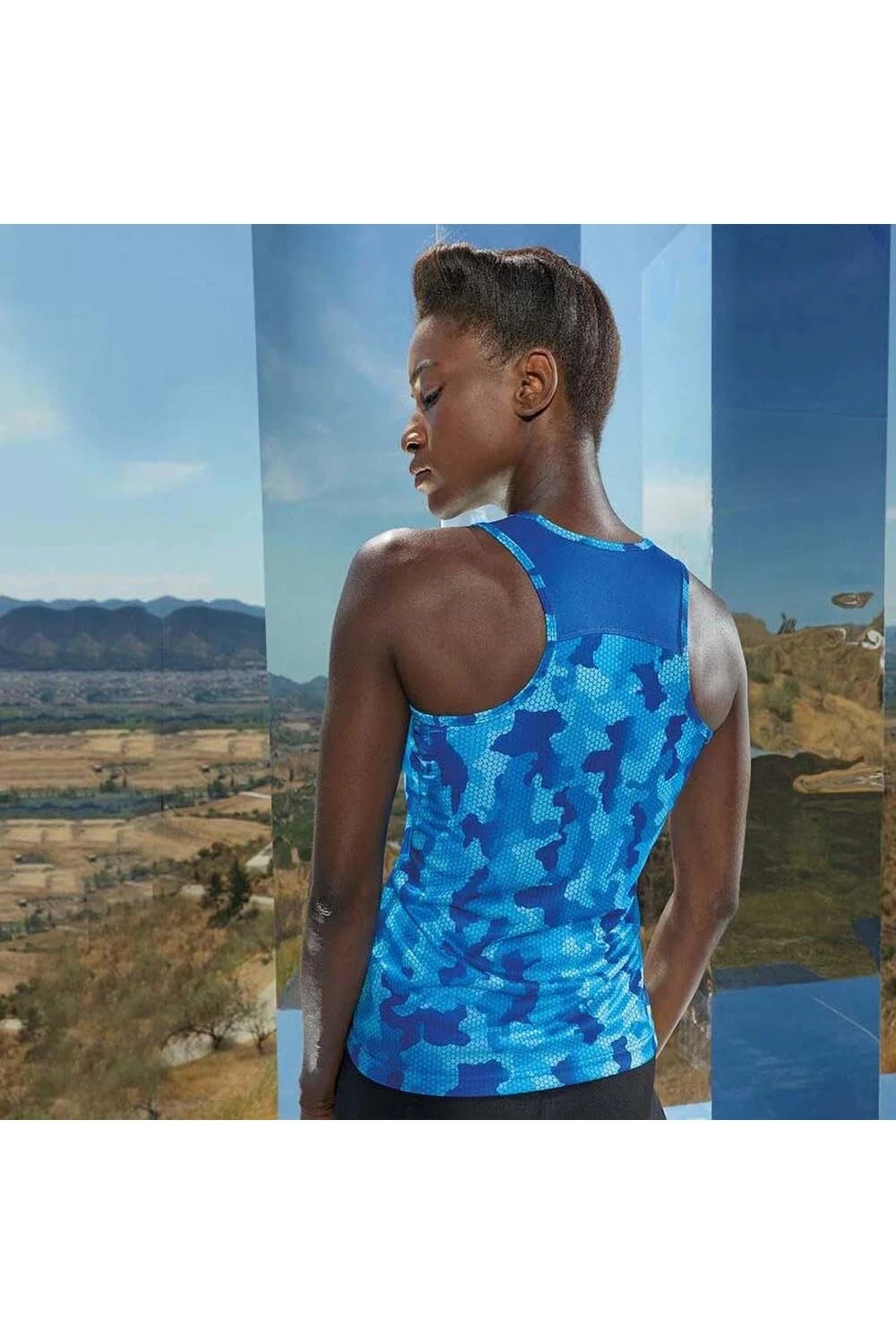 TriDri Tri Dri Womens/Ladies Hexoflage Performance Sleeveless Vest (Camo Sapphire) - Image 2