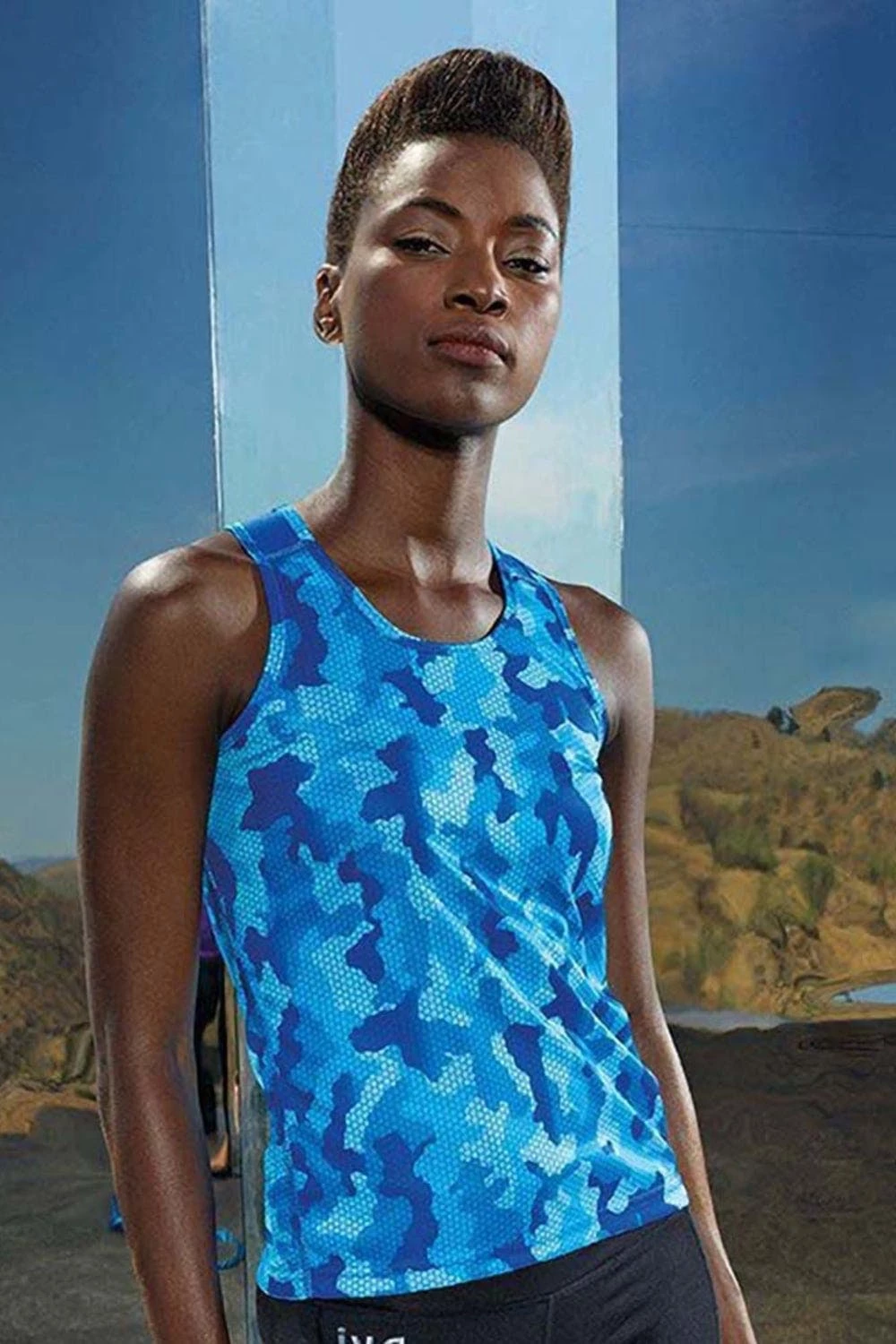 TriDri Tri Dri Womens/Ladies Hexoflage Performance Sleeveless Vest (Camo Sapphire) - Image 3