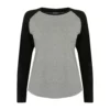 SKINNI FIT Fit Womens/Ladies Long Sleeve Baseball T-Shirt (Heather Gray / Black)