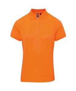 Premier® Premier Womens/Ladies Coolchecker Short Sleeve Pique Polo T-Shirt (Neon Orange)